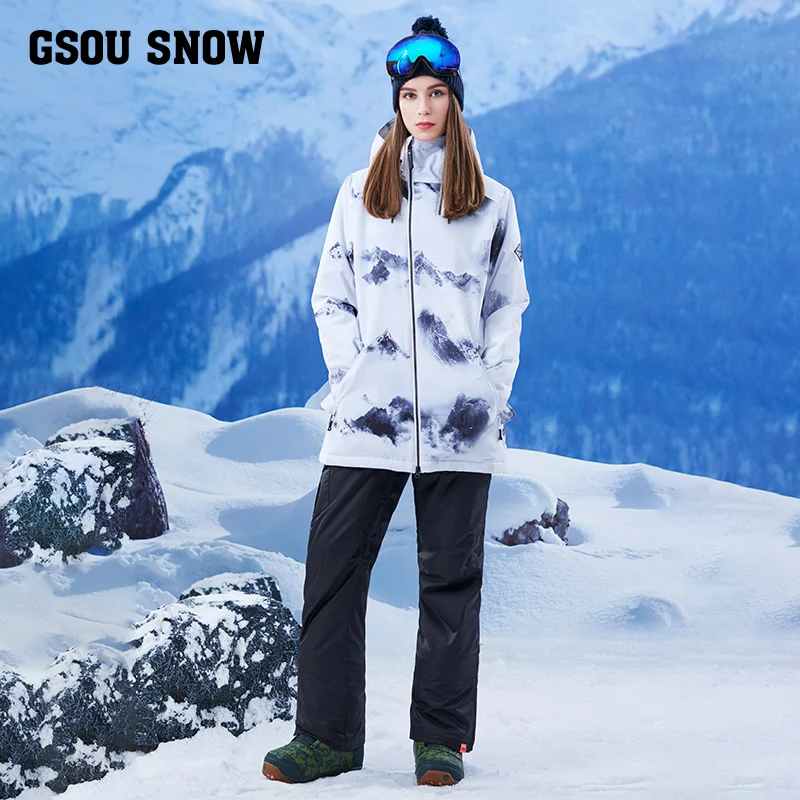 Gsou snowSki Jacket Women Coats Windproof Waterproof Skiing Jackets Warm Winter Outdoor Sport