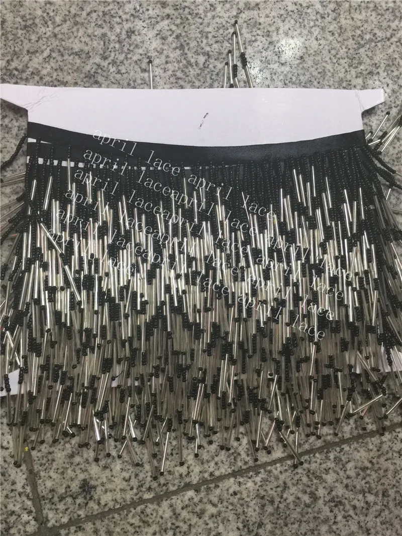 

yy107 # 10 yards /bag silver black beads color 6/7cm width ribbon fringe tassel for bridal gown wedding/dress decoration