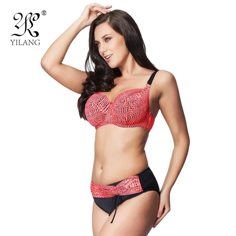Günstig 2018 heißer Verkauf Große Tasse Badeanzug Plus Größe Frauen Sexy Badeanzug Gepolsterte Bikini Retro Gedruckt Bademode Hohe Elastische Strand tragen