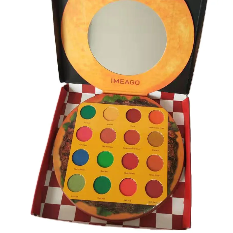 

New Cute Burger Shadow Palette Matte Shimmer Set Flash Sequins Press High Pigment Silk Powder Lasting Makeup Palette Waterproof