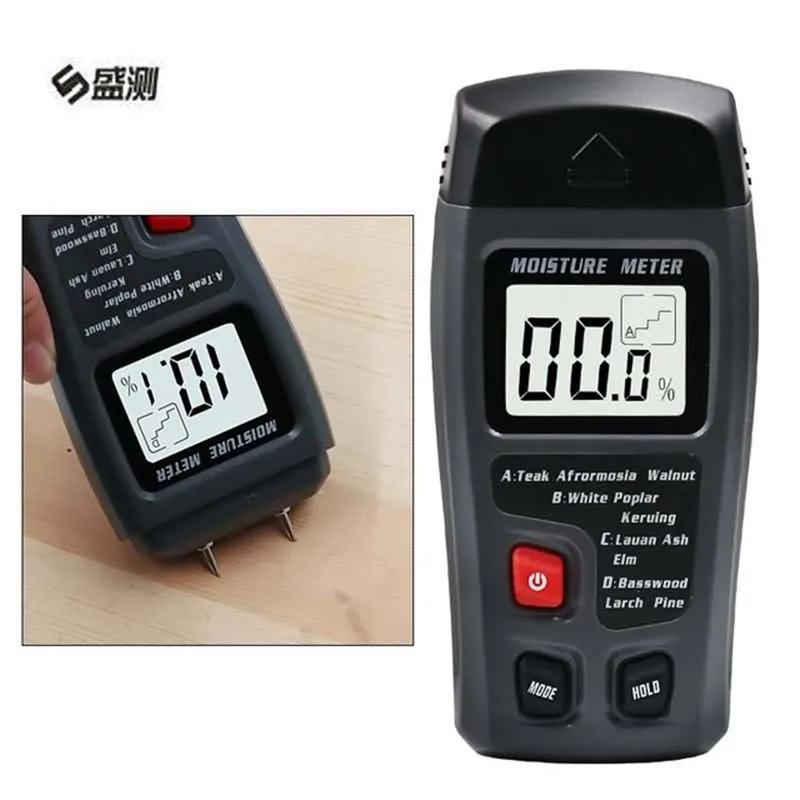 Goedkoop 0 99.9% Mini Twee Pins Digital Hout Vochtmeter Vochtigheid Tester Timber Vochtige Detector Nauwkeurigheid Meter Test LCD Display toolD1045