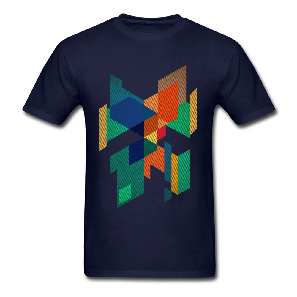 Dominant Men's Tops Tees Abstract Geometric Colors Composition Cool T Shirt Pure Cotton Short Sleeve Group T Shirt Crewneck Abstract Geometric Colors Composition navy