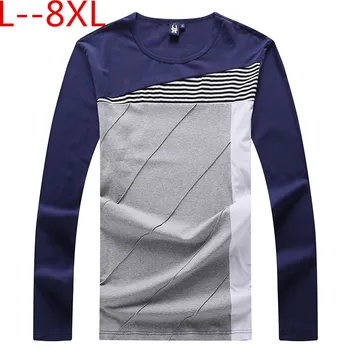 

Plus size 10XL 8XL 6XL 5XL 4XL Autumn Men Long Sleeve T shirt Cotton High Quality Pullover Casual Fashion Shirt Brand Clothes
