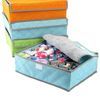 

New Arrival Portable Non Woven Bamboo Charcoal Fibre Storage Box For Bra Underwear Household Organization#T2