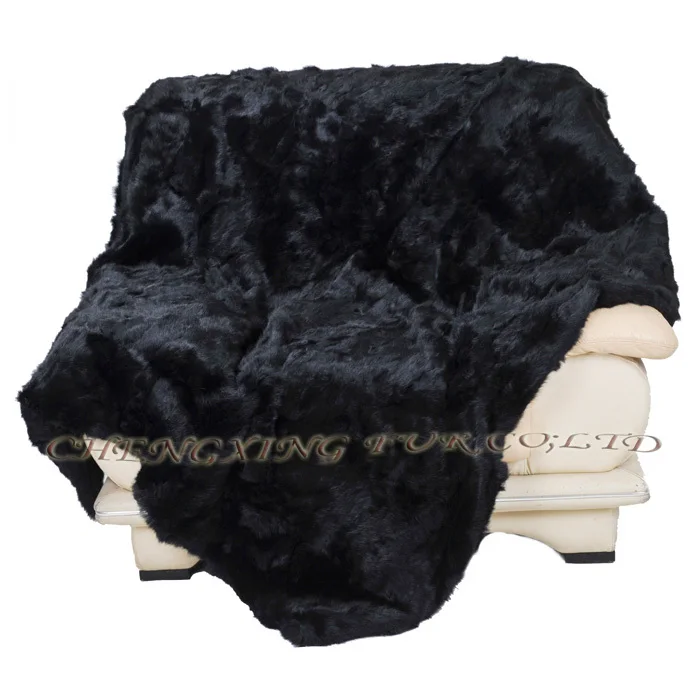 CX-D-37/Z 200X150 ручной работы из натурального кроличьего меха бросить Одеяло - Цвет: black