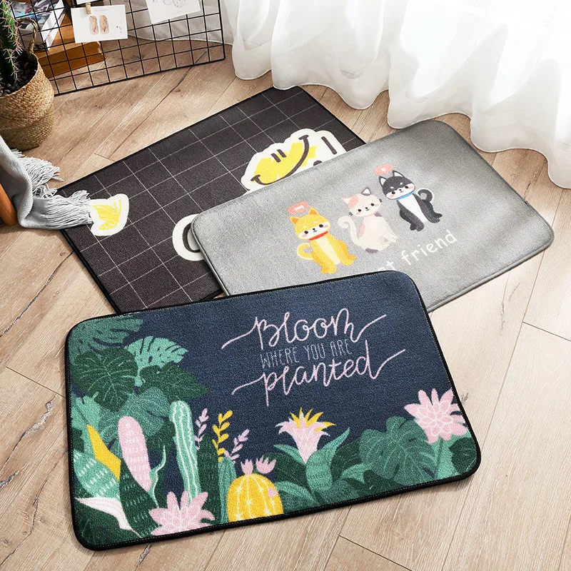 Nylon Animal Floor Mats Cute Cats Printed Bathroom Kitchen Carpet House Doormats for Living Room