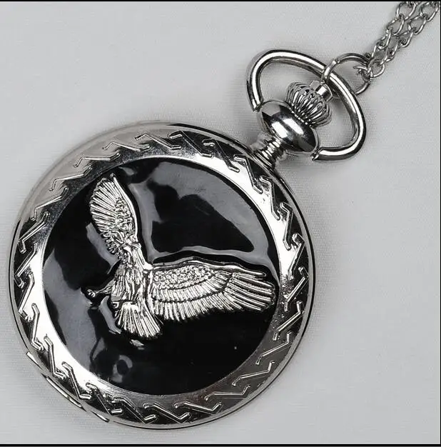 Орел серебряный коричневый кулон мужчины и женщины кварц современный часов стимпанк ожерелье карманные часы
