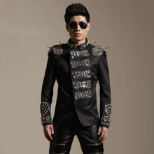 Мужской Блейзер диджей певец в стиле панк с заклепками и бусинами для выступлений, танцевальная джазовая тонкая куртка, сценический костюм ds