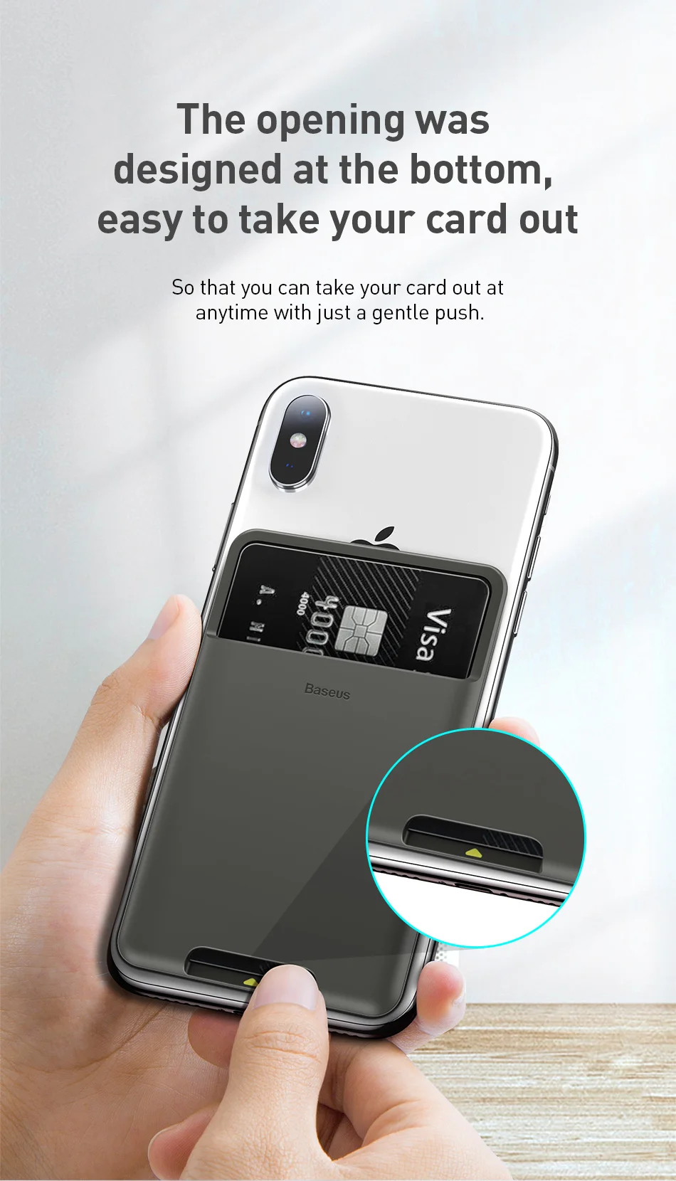 Baseus back stick silicone card sticker for iPhone X Xs Samsung Xiaomi