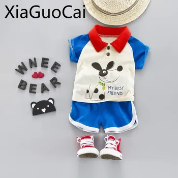 

Cartoon Lapel Short-sleeved Kids Sets Baby Clothes Summer Sets New Korean Version of Summer Toddler Boys Clothing Sets