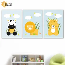 Lion Leopard Zebra Wall Art Canvas Painting Nordic Posters And Prints Wall Pictures For Kids Bedroom Baby Boy Girl Room Decor
