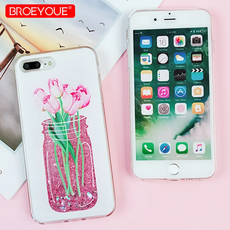 

Bling Liquid Cover For iPhone 7 8 6 6S Plus Dynamic Quicksand Glitter Liquid Case For iPhone 6 6S Plus Clear Soft Silicone Cover