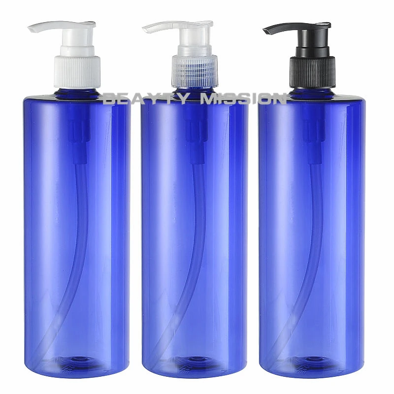 12 pcs 500ml blue lotion pump shampoo bottle containers for cosmetic