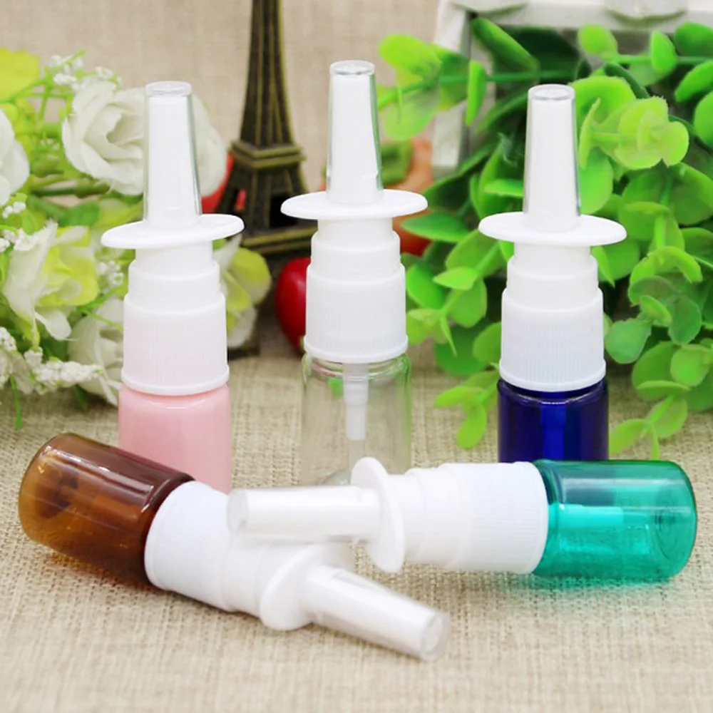 50Pcs 5ml 10ml 15ml 20ml 30ml 50ml Empty Plastic Nasal Spray Bottles blue clear brown Sprayer Nose Spray Pet Refillable Bottles