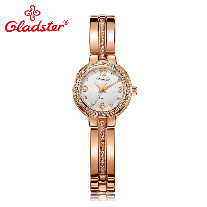 Gladster Japan Movement Women Bracelet Watch Gold Silvery Ladies Dress Clock