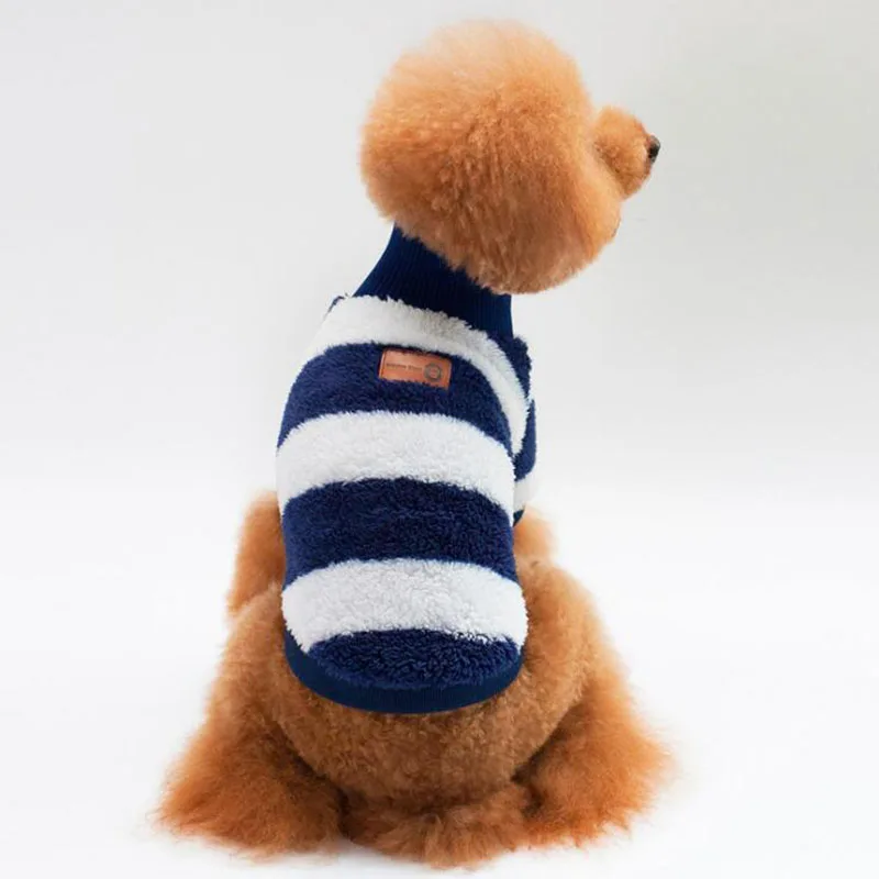 Свитер для собак пуловер в полоску коралловый флис maglione cane свитера теплый