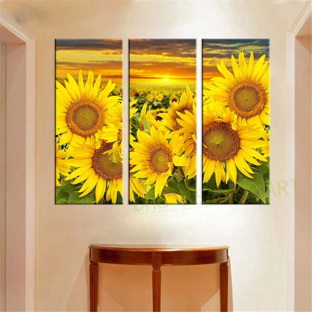 Aliexpresscom Buy 3 Pcs Canvas Printed Sunflower Wall Painting Aliexpresscom Buy 3 Pcs Canvas Printed Sunflower Wall Painting