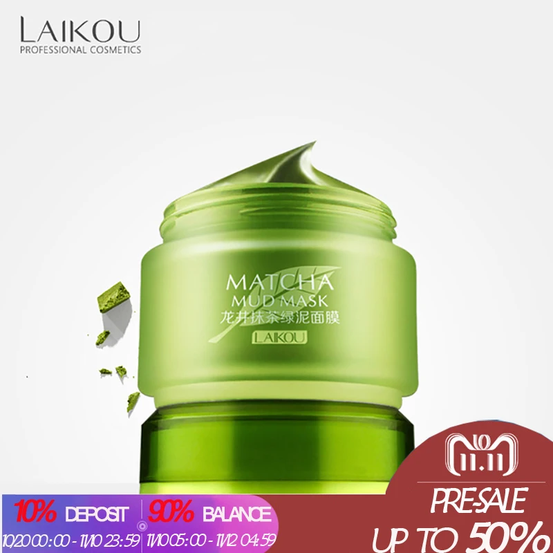 

Matcha Mud Mask Facial Mask Cream Cleaning Moisturizing Oil-Control Acne Treatment Blackhead Remover Pore Cleanser Skin Care
