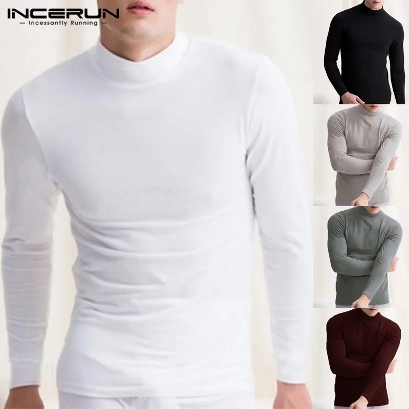 

Mens Thermal Underwear Autumn Winter Turtle Neck Tops High Collar Slim Long Johns New Fashion Long Sleeve Slim Fit Warm Tops Men