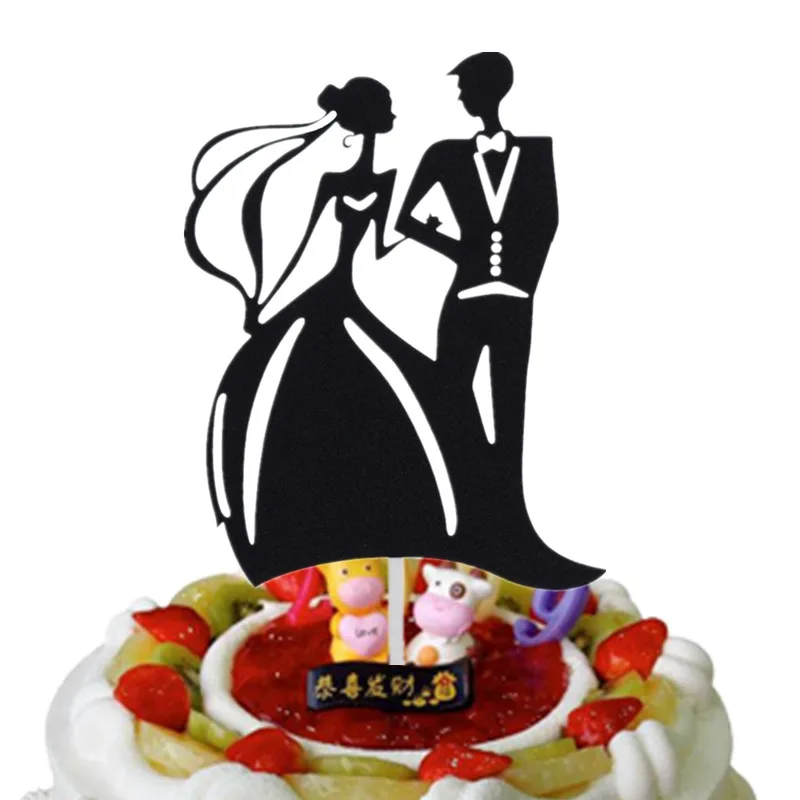 

Romantic Wedding Cake Flags Mr & Mrs Cake Topper Black Color Bride Groom Wedding Party Cake Baking Decor Engagement Cake Flags