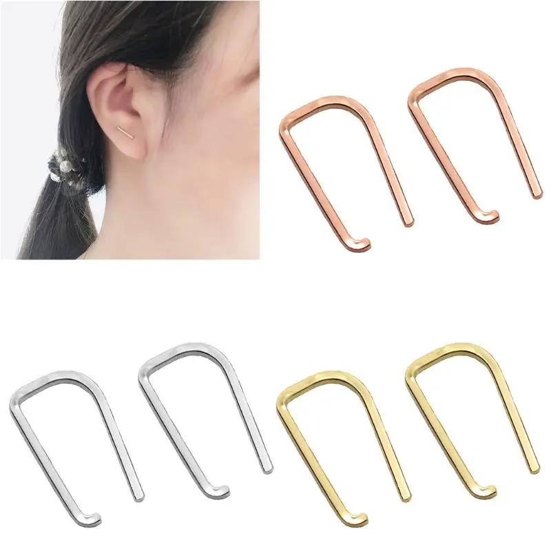 

Creative Stapler Studs Threader Two Hole Earring Piercing Fashion Jewelry Unisex