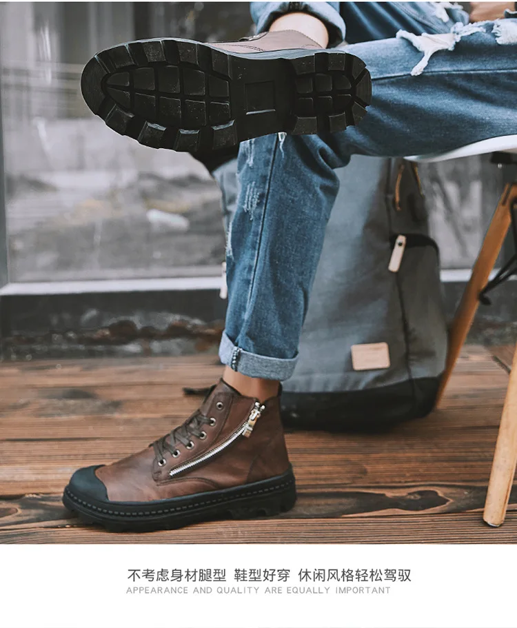 Из искусственной кожи мужские ботильоны модные зимние ботинки для мужчин на молнии мужские ботинки мужские черные коричневые ботинки на