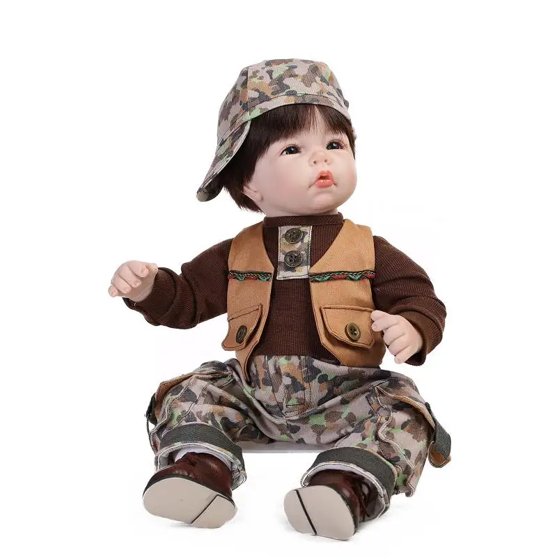 Supernatural 55cm 22inch Army Style Reborn Silicone Doll NPK Brand Bonecas Reborn De Silicone Hot Boy