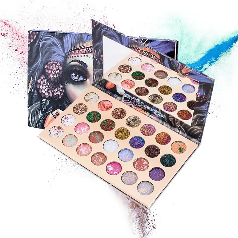 

28 Colors Eyeshadow Palette Makeup Pearlescent Matte Sequins Highly Pigmented Eyeshadow
