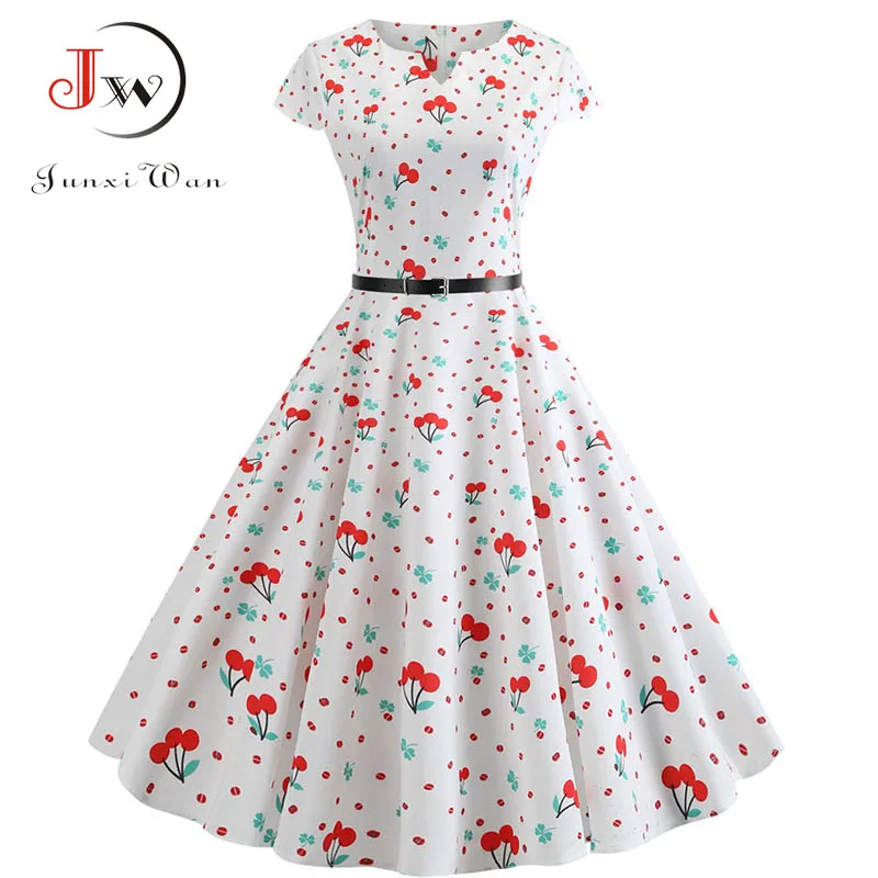 

2019 Casual Floral Print Summer Dress Women V-Neck Short Sleeve Vintage Office Party Dress Robe Femme Slim Vestidos Plus Size
