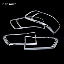 Sansour Auto Exterior ABS Chrome Tail Light Rear Lamp Cover Trim for Jeep Grand Cherokee 2014-2015 x 4Pcs