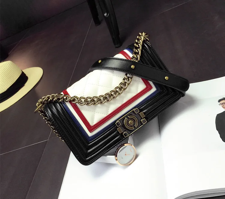 

2017 Ladies PU Leather Handbags Diamond Crossbody Bags For Women Plaid Flap Bag Chain Shoulder Bags