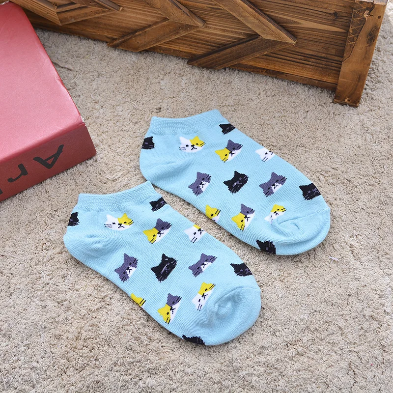 3 пар/лот, женские носки, летние короткие носки для девочек с милым кошачьим лицом, Женские Дышащие носки нежных цветов, забавные носки для девушек, Meias