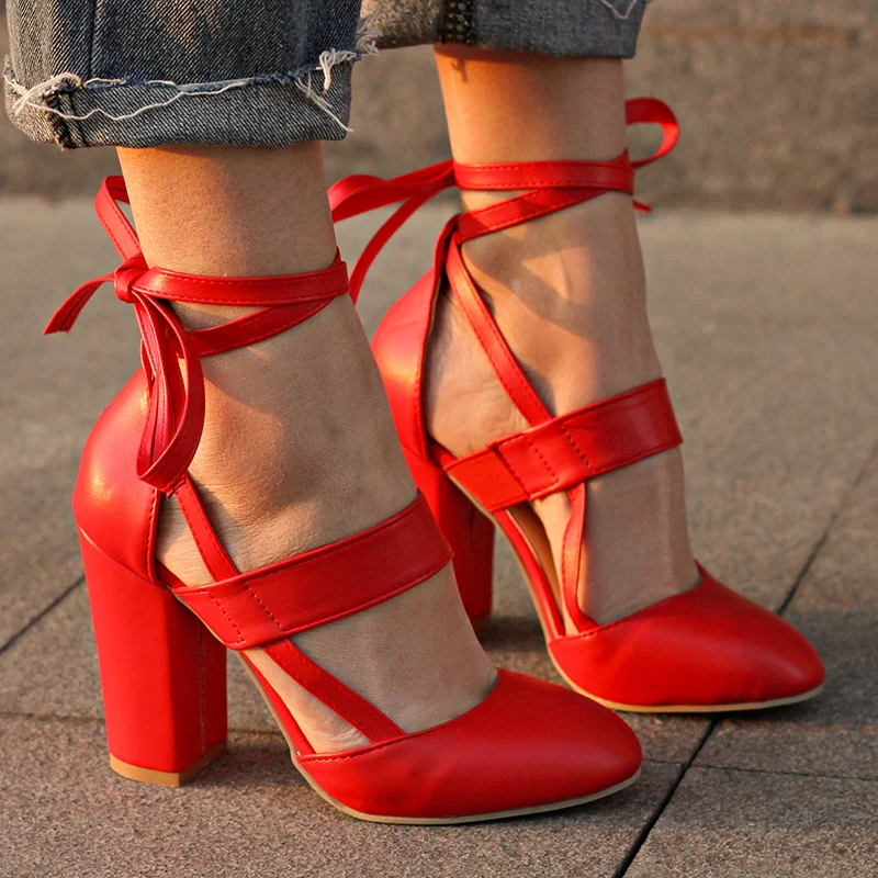 

2019 Sexy Women Sandals Comfort Block Heels Women Shoes High Heels Sandalias Ankle Strap Gladiator Woman Pumps Wedding Shoes