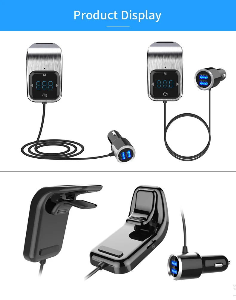 

BC39B Touch button car MP3 player Bluetooth car FM transmitter dual USB charger TF card music player hands-free phone car audio