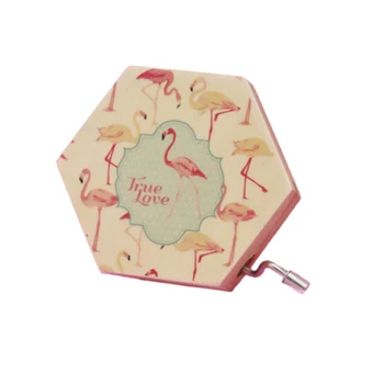 

NICEXMAS 1pc Music Box Hand-cranked Hexagon Creative Musical box Boxes Wooden Music Box for Office Bedroom Living Room