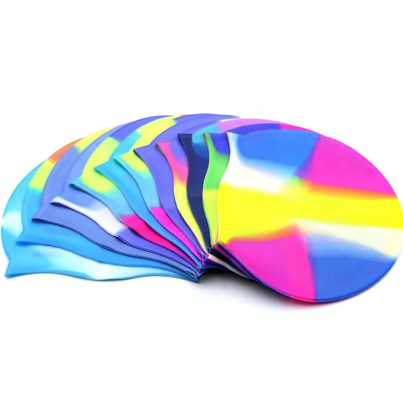 

Elastic Waterproof Colorful Swimming Caps Silicone Non-slip Sports Unisex Swim Pool Hat for Adults