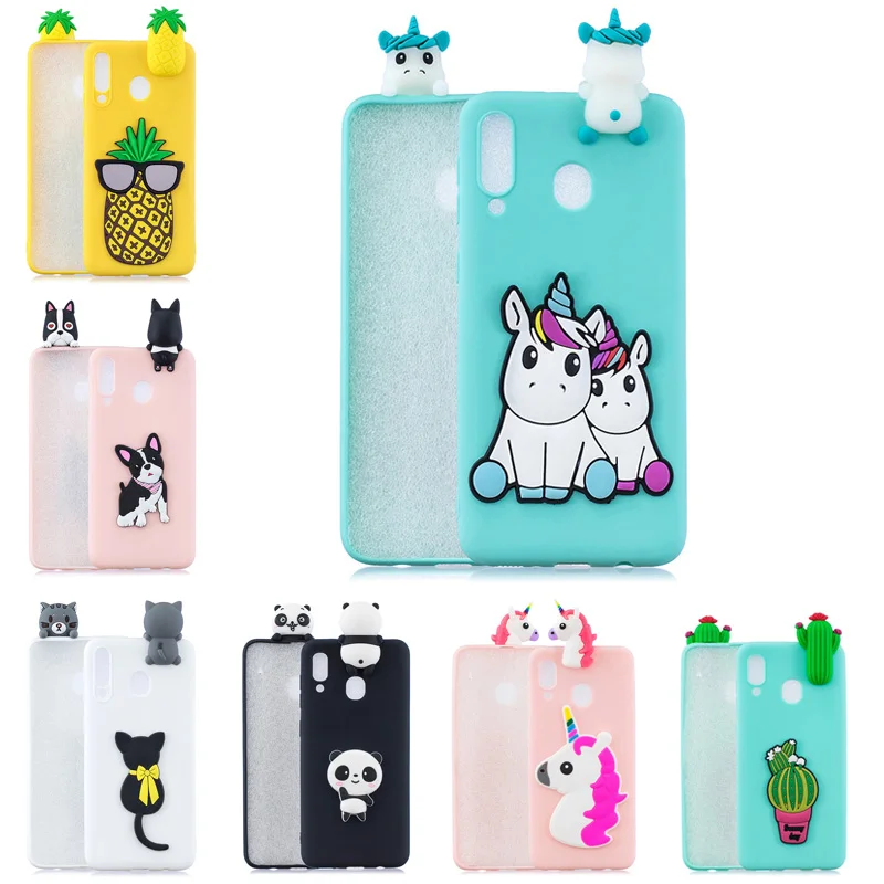 

3D Cartoon Unicorn Panda Cat Cactus Phone Case For Coque Samsung Galaxy A10 A20 A20E A30 A40 A50 A60 A70 A80 M10 M20 M30 Case