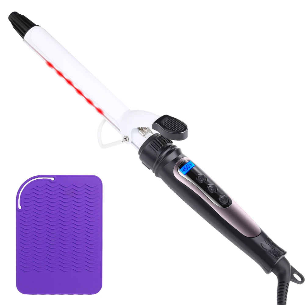 

Curling Iron, 1-inch Infrared Hair Curling Wand with Tourmaline Ceramic Coating with Digital Controls with Heat Resistant
