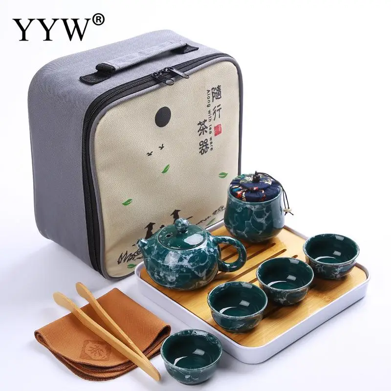  Glaze Kung Fu Tea Set Handmade Tea Pot 4 Cups Home Kitchen Teaware Elegant Drinkware For Travel Wit - 33032773389
