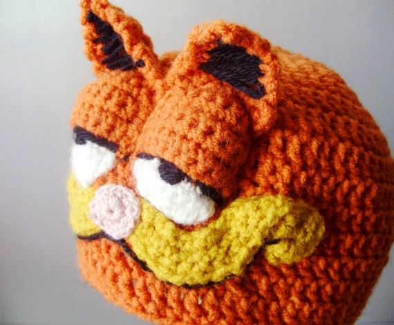 Garfield Crochet Chapeau Retro Bande Dessinee 3 D Chapeau Chat Orange Avec Des Oreilles Et Le Museau Pour Enfants Stupide Et Chunky Crochet Chapeau Aliexpress