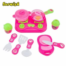 Surwish 11 шт розовый домик для детей Детские Кухонные Игрушки для девочек Пособия по кулинарии Еда посуда Притворитесь& Play кухонный игровой набор игрушки