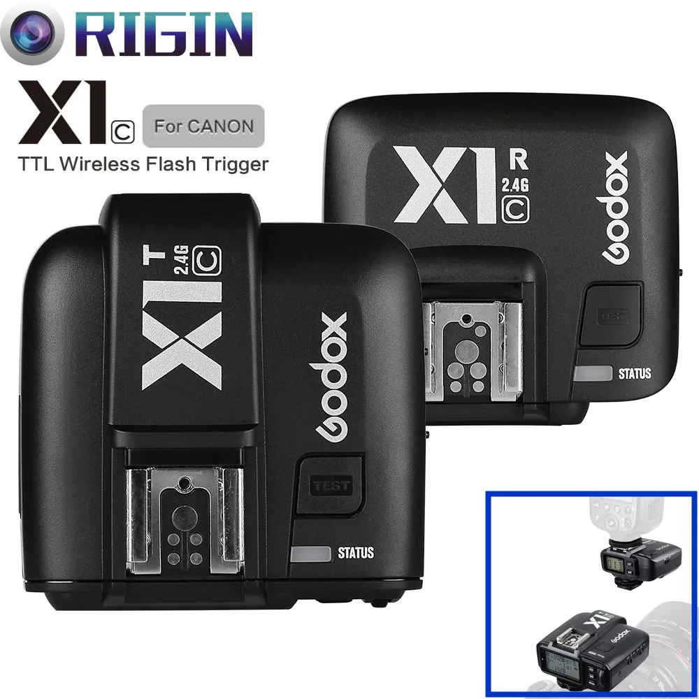 

Godox X1C E-TTL HSS 1/8000s 2.4G Wireless X System Power Control Flash Trigger with screen Tramsmitter+Receiver Kit For Canon