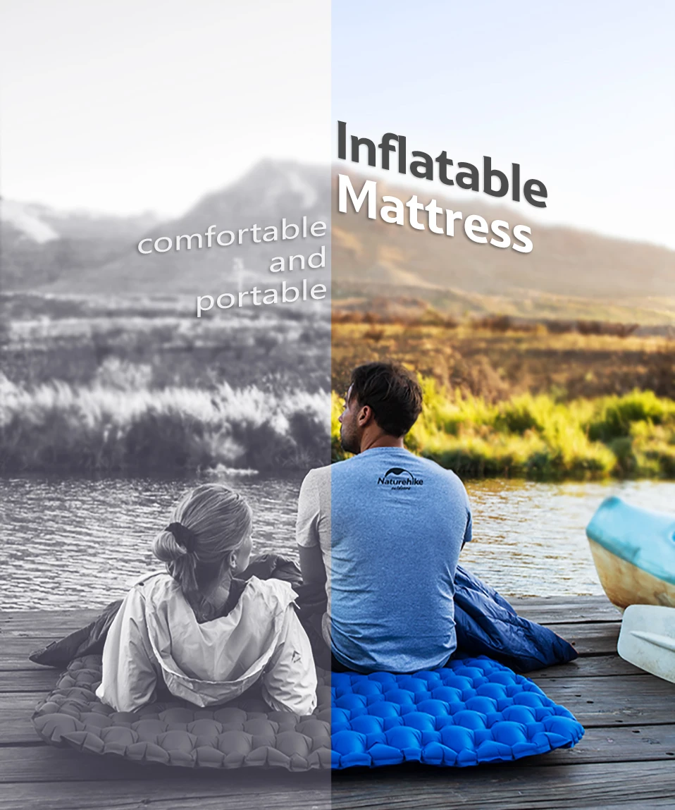  Naturehike Ultralight 2 Person Camping Sleeping Pad Mattress Lengthened Inflatable Mat Portable Wit
