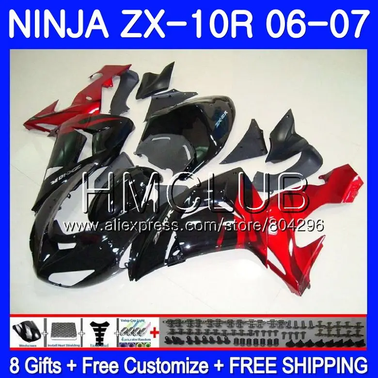 

Bodywork For KAWASAKI NINJA ZX1000C ZX10R 06 07 23HM10 ZX1000 C Hot red flames ZX 10 R ZX-10R 06 07 ZX 10R 2006 2007 Fairing kit