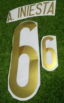 

2014 SPAIN Gold Nameset Spain A.iniesta Xavi David Villa Torres Alonso Nameset Printing Customize Any Name Number Printing