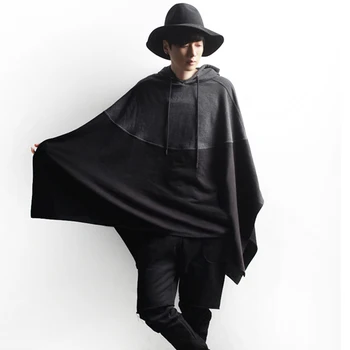 

Cool Punk Gothic Hoodie Cloak Men Streetwear Retro Man Sweatshirt Ropa Hip Hop Mujer Pullover Black Coat Men Sweatshirts 5H8