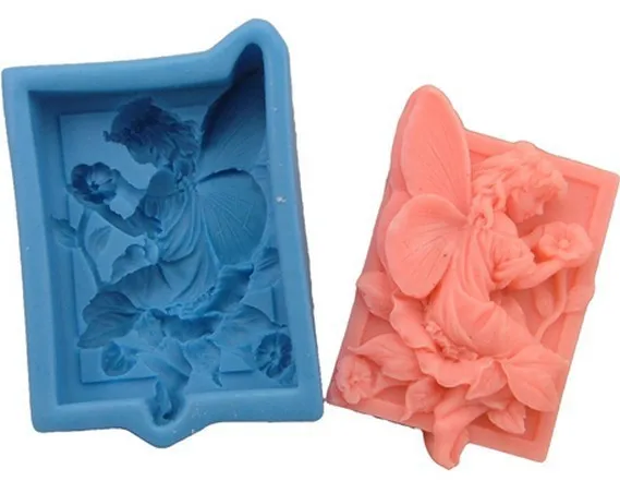 

Flower Fairy Angel Square 3D Silicone Handmade Soap Mould Soap DIY Mold Resin Clay Craft Art Candle Making Mold 3D Soap Mold