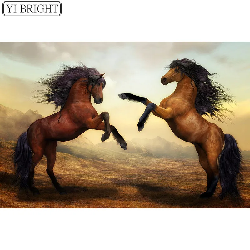 

Diy diamond embroidery bright animal 5D diamond mosaic painting modern horse Square&Round cross stitch rhinestone painting LWR