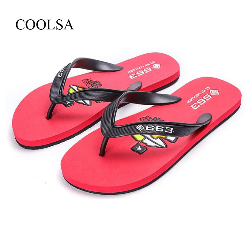 

COOLSA Men's New Multicolor Flat Flip Flops Men's Casual Non-slip Beach Slippers Indoor Home Soft Slides Drop Shipping Wholesale