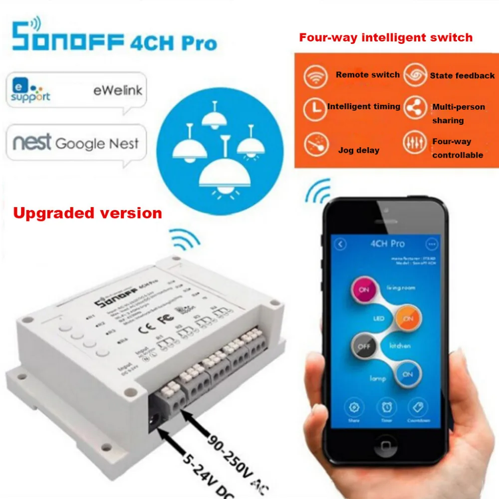 

SONOFF 4CH Pro Channel Remote Smart WiFI Switch Home Automation Timer #4